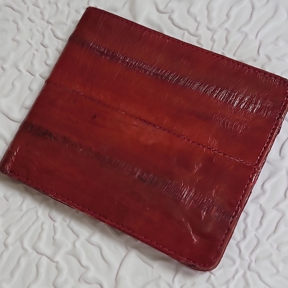 Genuine Eel Skin Soft Slim Leather Bifold Wallet Unisex